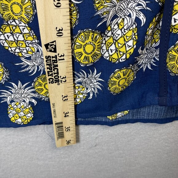 Naif Mini Shift Dress Women's Medium Pineapple Print Pullover White Blue Classy - Picture 6 of 9
